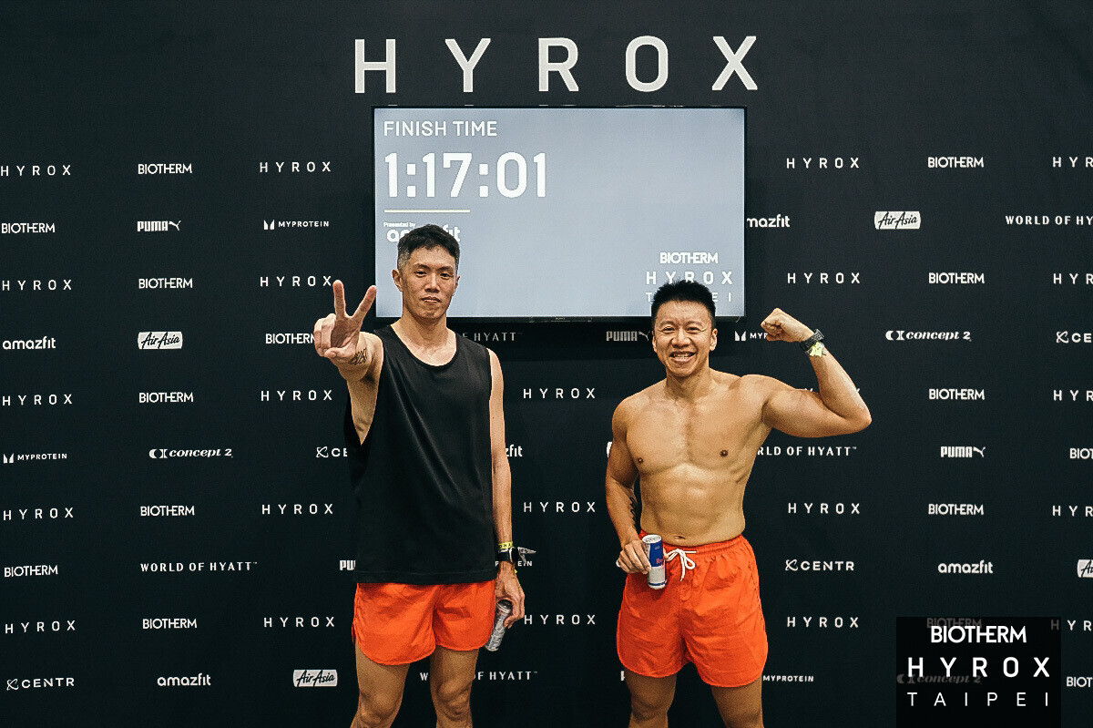 韋先生與 Malone 完成 2026 HYROX Taipei 雙人賽後合影